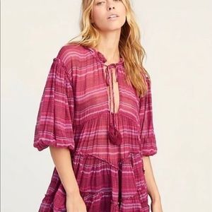 Free People Cotton Gauze Beach Cover Up Dress XS Loose Red